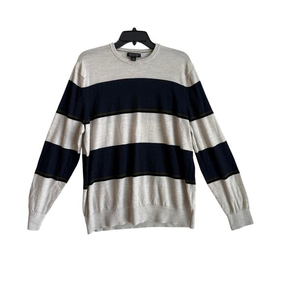 Banana Republic Merino Wool Sweater Men Size XL Stripe Light Work Classic Preppy - Picture 2 of 9